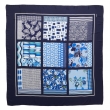 Pañuelo seda azul patchwork Leamot